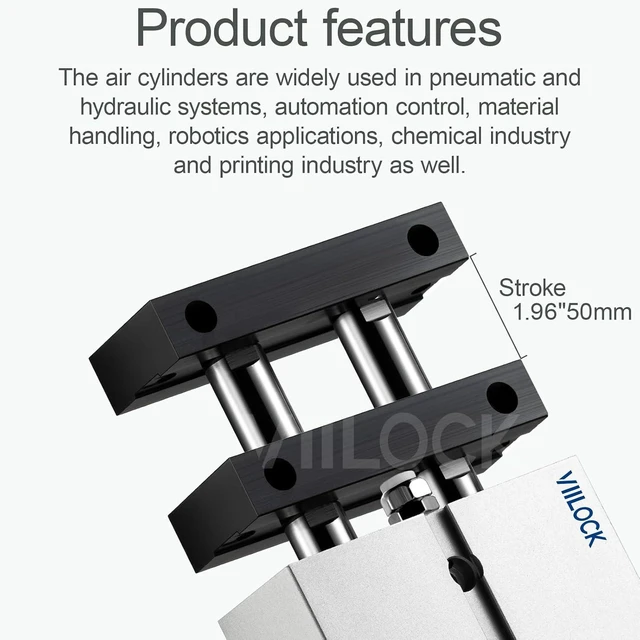 Alt view image 3 of 5 - 32mm Bore 50mm Stroke Double Rod Double Acting Air Cylinder