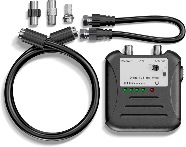 Main image of OTA Antenna Signal Strength Meter for TV & RV, Channel Finder with LED Indicators, Black