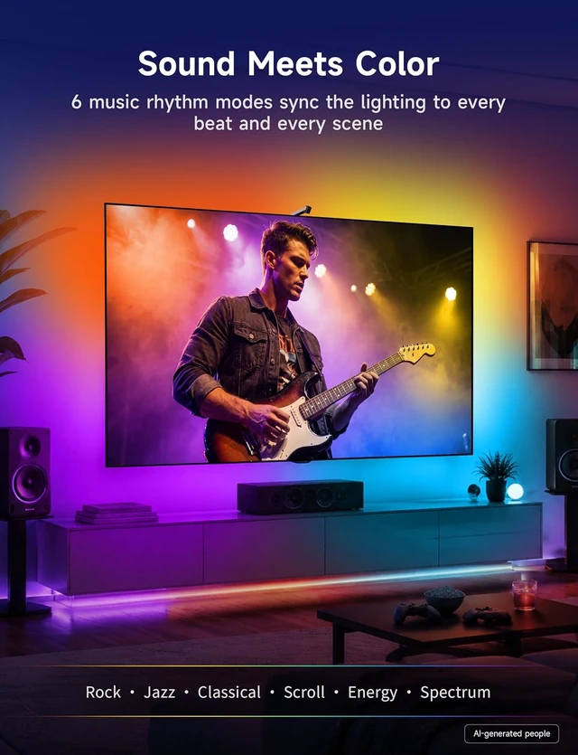 Alt view image 6 of 7 - 14.8FT RGB TV LED Backlight for 55-65 Inch TVs, Screen Sync