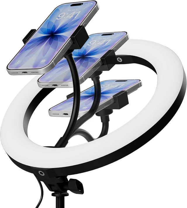 Alt view image 6 of 6 - 10.5" Bi-Color LED Ring Light Kit with Telescopic Stand