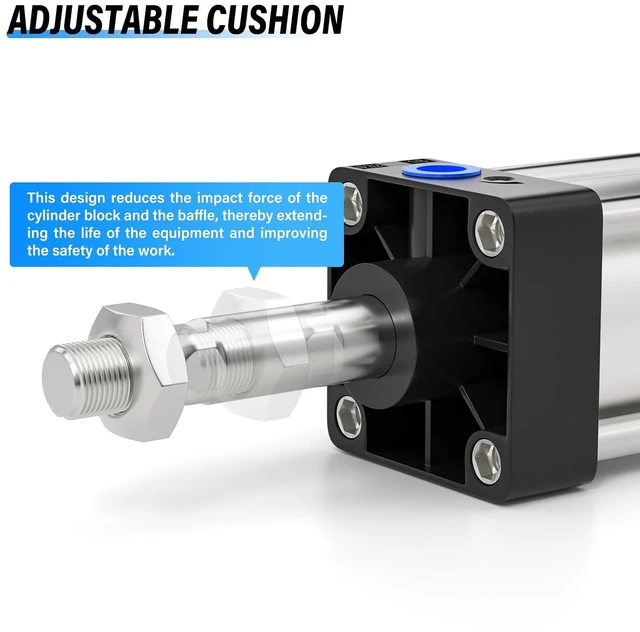 Alt view image 4 of 7 - 50mm Bore 100mm Stroke Double Acting Pneumatic Air Cylinder (SC 50x100)
