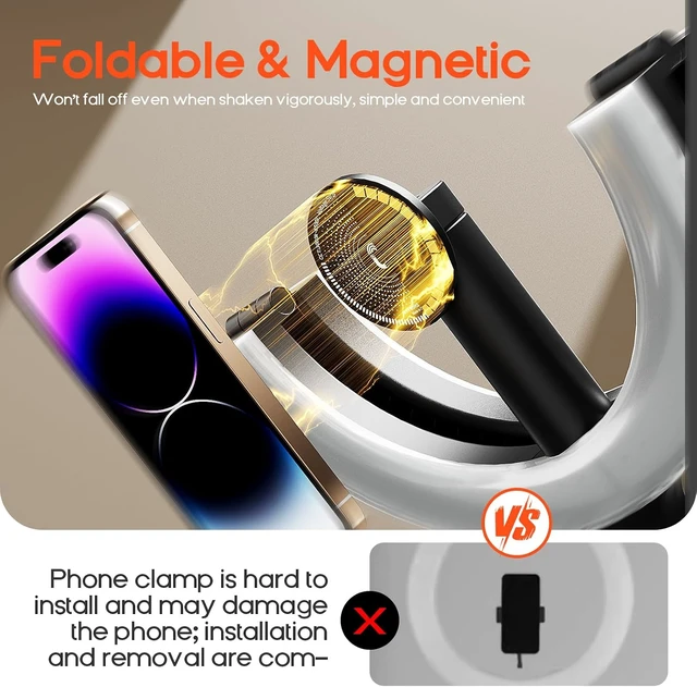 Alt view image 4 of 7 - 10" Magnetic Ring Light Overhead Mount with Stand & Phone Holder, Rechargeable Desk Light