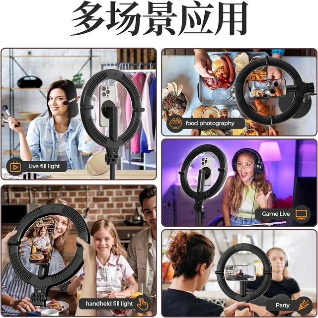 Alt view image 6 of 7 - 10" Magnetic Ring Light Overhead Mount with Stand & Phone Holder, Rechargeable Desk Light