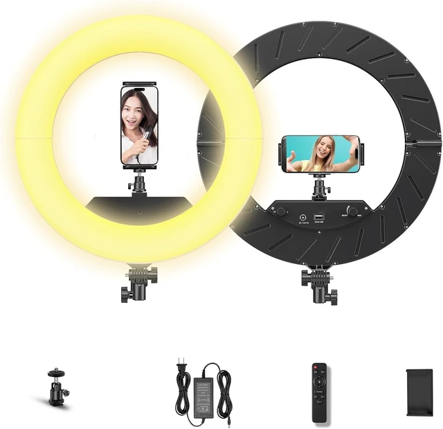 Main image of 18" 55W Ring Light, High Brightness, Wall-Mount for Studio, Makeup & Live Streaming
