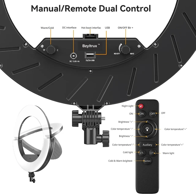 Alt view image 6 of 7 - 18" 55W Ring Light, High Brightness, Wall-Mount for Studio, Makeup & Live Streaming