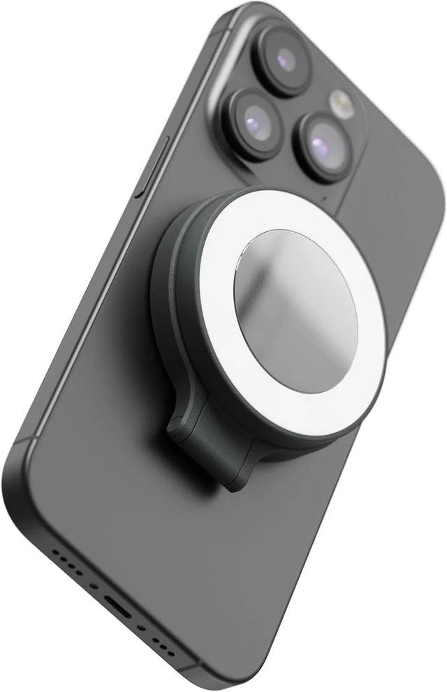 Alt view image 2 of 3 - SnapPocket LED Selfie Ring Light, Magnetic Mount with Built-in Battery, 4 Brightness, Midnight
