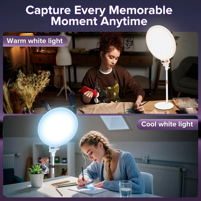 Alt view image 4 of 7 - 12" Desk Ring Light with Stand, Selfie Screen for Phone