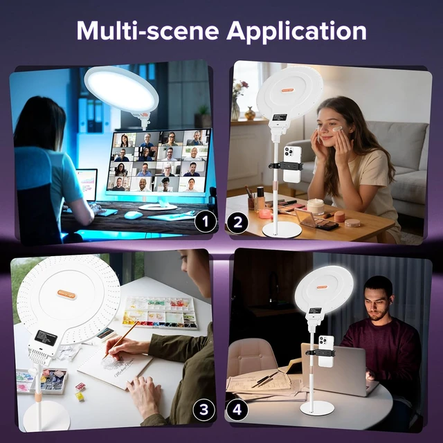 Alt view image 7 of 7 - 12" Desk Ring Light with Stand, Selfie Screen for Phone