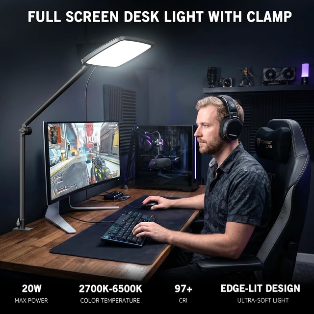 Alt view image 2 of 7 - 14" Soft Streaming Light with Clamp, 2700K-6500K CRI97+, Flexible Arm & Remote for Podcast & YouTube