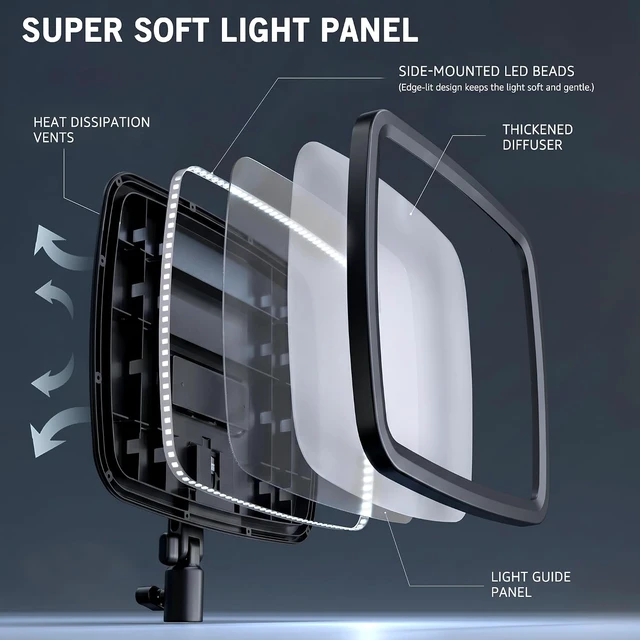 Alt view image 3 of 7 - 14" Soft Streaming Light with Clamp, 2700K-6500K CRI97+, Flexible Arm & Remote for Podcast & YouTube
