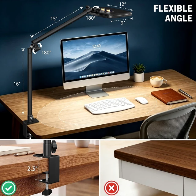 Alt view image 7 of 7 - 14" Soft Streaming Light with Clamp, 2700K-6500K CRI97+, Flexible Arm & Remote for Podcast & YouTube
