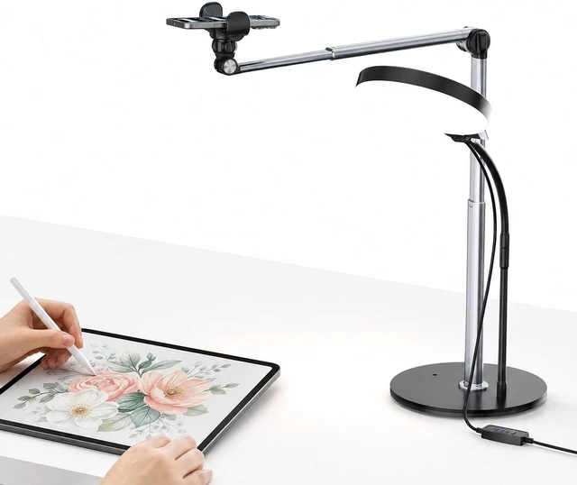 Main image of Overhead Phone Mount with 2-Section Retractable Aluminum Arm