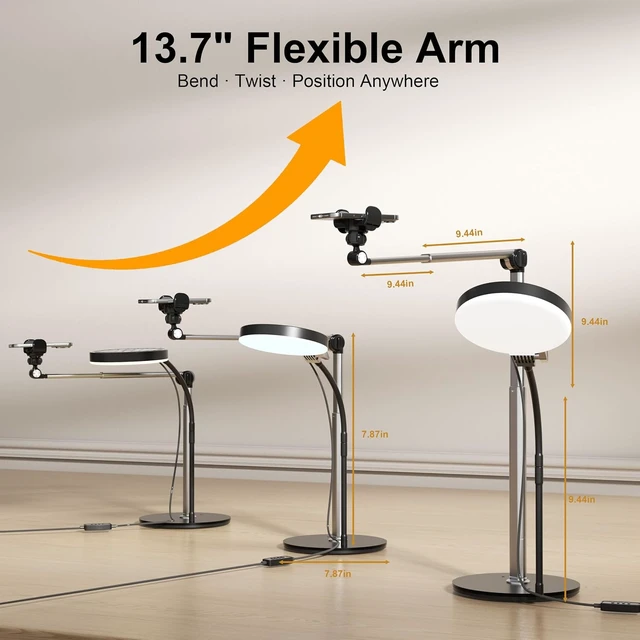 Alt view image 4 of 7 - Overhead Phone Mount with 2-Section Retractable Aluminum Arm
