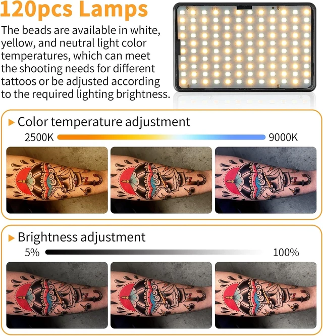 Alt view image 6 of 7 - 120-LED Polarized Light for Tattoo Photos, Removes Glare