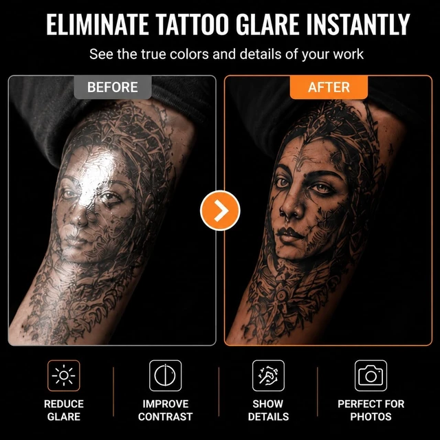 Alt view image 2 of 7 - 120-LED Tattoo Light Kit with 52mm CPL, Tripod & Dual Clips, Removes Glare for Tattoo Photos