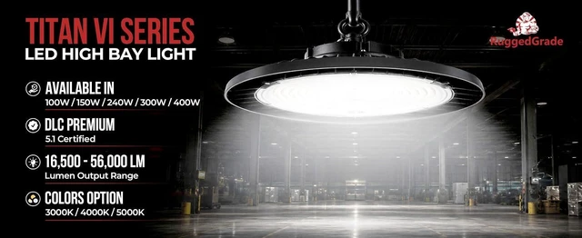 Alt view image 3 of 7 - 100W LED UFO High Bay Light with Motion Sensor