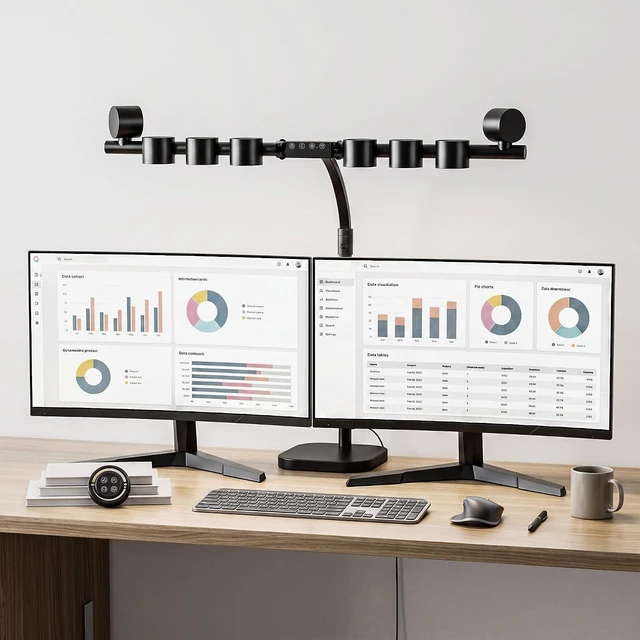 Main image of 24W Gooseneck Tree Desk Lamp with 8 Light Heads & Remote, Eye-Care Dimmable for Reading & Drafting