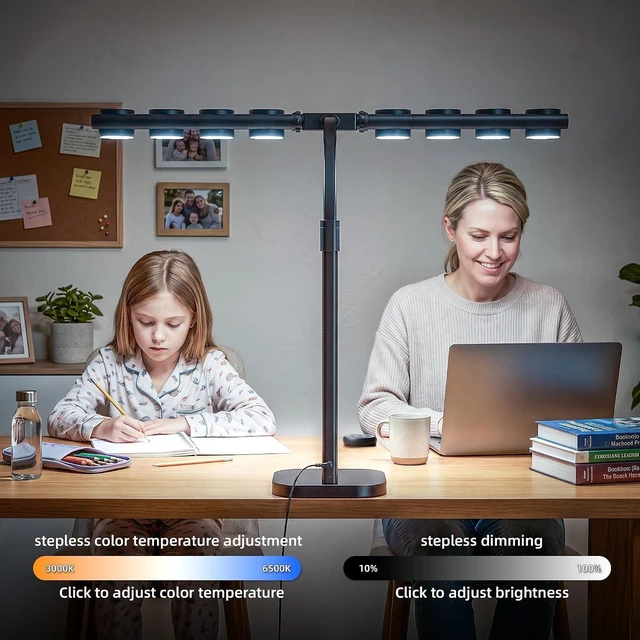 Alt view image 5 of 6 - 24W Gooseneck Tree Desk Lamp with 8 Light Heads & Remote, Eye-Care Dimmable for Reading & Drafting