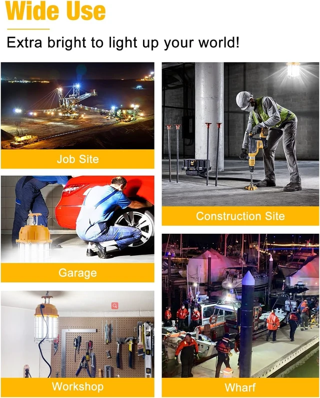 Alt view image 6 of 7 - 150W 18000LM 5000K LED Temporary Construction Work Light