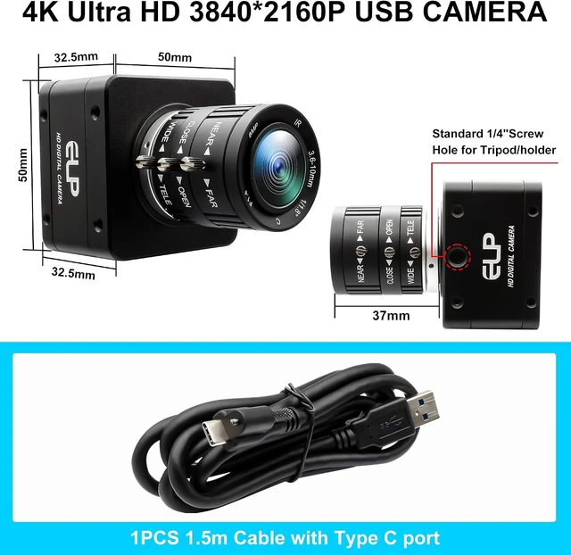Alt view image 6 of 7 - 4K 60fps USB Camera, High Speed IMX678 Webcam for PC