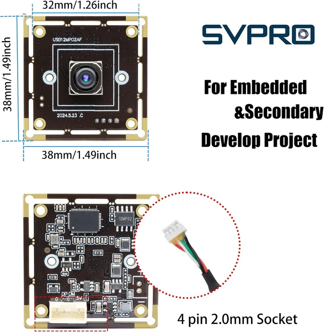 Alt view image 5 of 7 - 12MP 4K Auto Focus USB Camera Module, IMX362 with 300ms PDAF for PC & Machine Vision