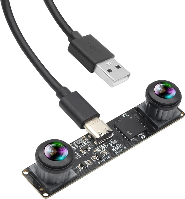 Main image of 3D Stereo USB Camera, 1080P 60fps Dual Lens 180° Fisheye for Face Recognition & QR Scanning