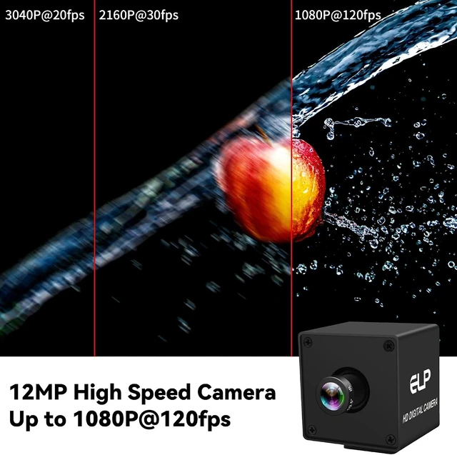 Alt view image 2 of 7 - 12MP 4K USB Camera, 1080P@120fps High Speed with 16mm M12 Lens for Industrial & Golf Swing