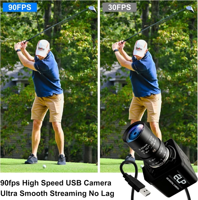 Alt view image 2 of 7 - Global Shutter 90fps USB Camera, 5-50mm 10X Varifocal for Golf Swing & 3D Printer Vision