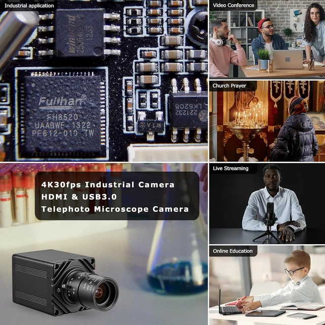 Alt view image 7 of 7 - HDMI & USB3.0 Dual Output 4K30fps Camera, 2.8-12mm Varifocal with OSD Menu