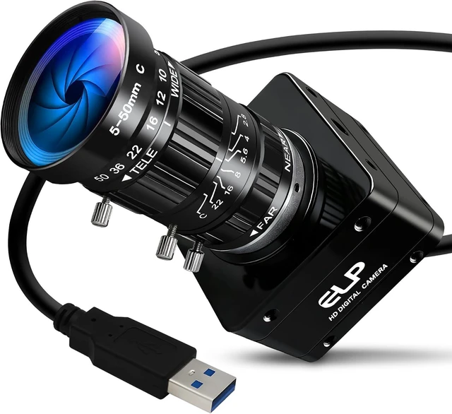 Main image of USB3.0 4K 60fps Industrial Camera, CS-Mount 5-50mm 10X Varifocal, Plug & Play