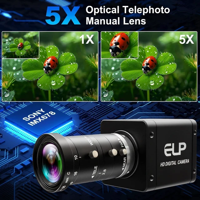Alt view image 4 of 7 - 4K USB3.0 & HDMI Industrial Camera, 60fps H.264, 10-55mm 5X Zoom for Streaming & Conferencing