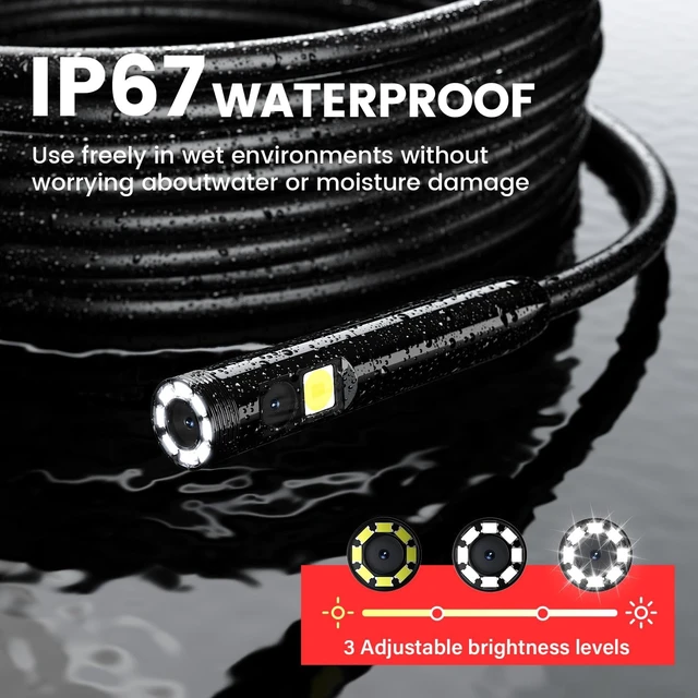 Alt view image 4 of 7 - 5" 1080P Dual-Lens Endoscope Camera with Light, 16.4ft Waterproof for Sewer, Plumbing & Auto