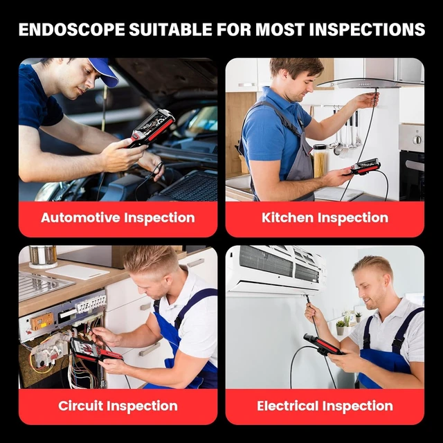 Alt view image 7 of 7 - 5" 1080P Dual-Lens Endoscope Camera with Light, 16.4ft Waterproof for Sewer, Plumbing & Auto