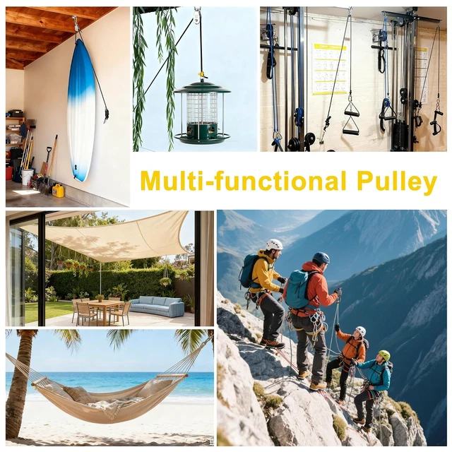 Alt view image 7 of 7 - 2-Set M32 Cable Pulley System for Heavy Duty Lifting with 66ft Nylon Rope