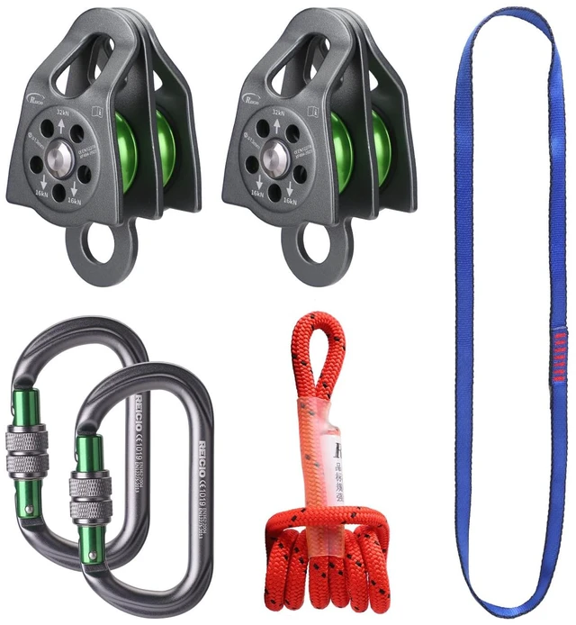 Main image of 4:1 Block and Tackle Pulley System, Micro Rope Pulley for Heavy Load Towing & Rescue