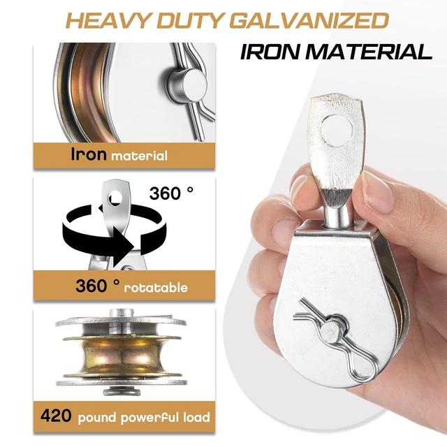Alt view image 3 of 6 - 16-Pack 1.5" Single Pulley Block with 360° Swivel