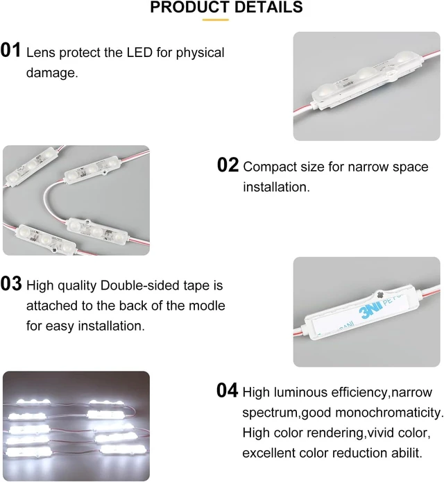 Alt view image 2 of 7 - 100-Pack 2835 SMD Waterproof LED Sign Modules, 10000K for Channel Letters & Light Boxes