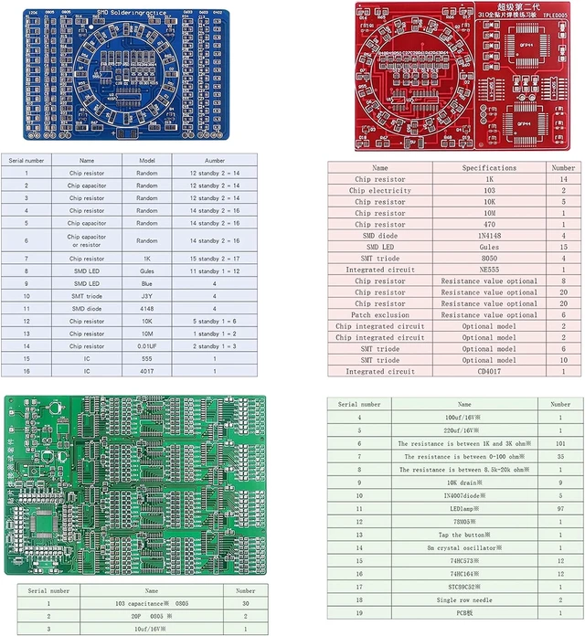 Alt view image 6 of 6 - 3-Kit SMD SMT Soldering Practice Board for Skill Training