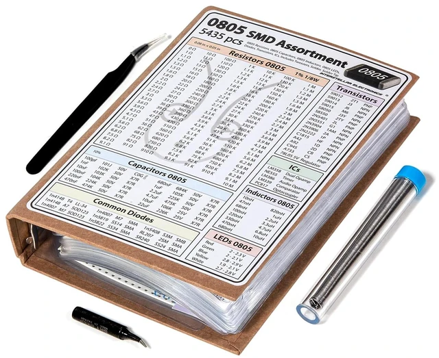 Main image of 5435-Piece SMD 0805 Resistor, Capacitor & Component Assortment Book