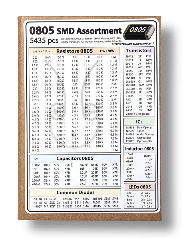 Alt view image 2 of 7 - 5435-Piece SMD 0805 Resistor, Capacitor & Component Assortment Book