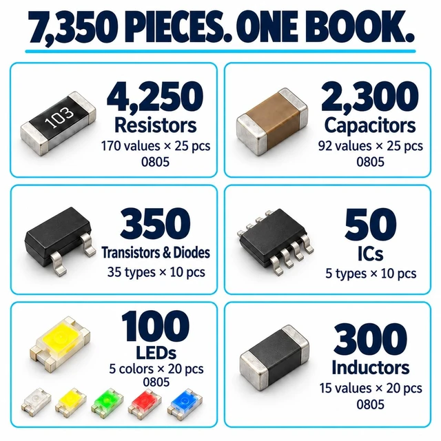 Alt view image 2 of 7 - 7350-Piece 0805 SMD Resistor & Capacitor Kit, 170 Resistor & 92 Capacitor Values