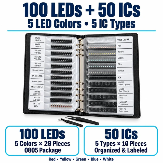Alt view image 5 of 7 - 7350-Piece 0805 SMD Resistor & Capacitor Kit, 170 Resistor & 92 Capacitor Values