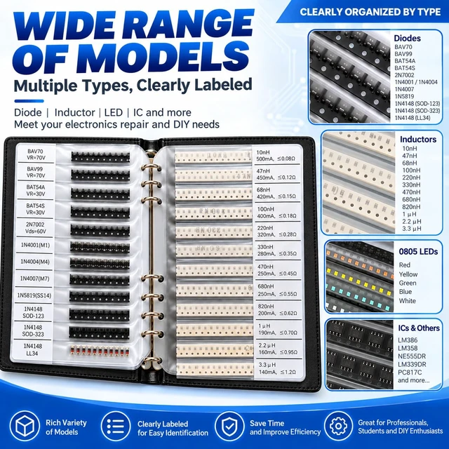 Alt view image 6 of 7 - 7350-Piece 0805 SMD Resistor & Capacitor Kit, 170 Resistor & 92 Capacitor Values