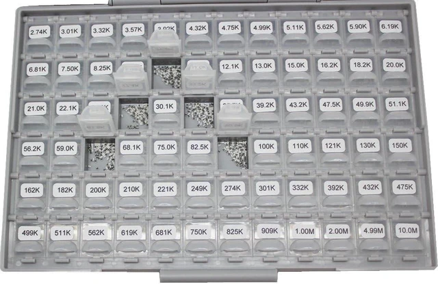 Alt view image 3 of 7 - 144-Value 0603 SMD Resistor Kit, 100pc/Value 1% E96, with Tweezers