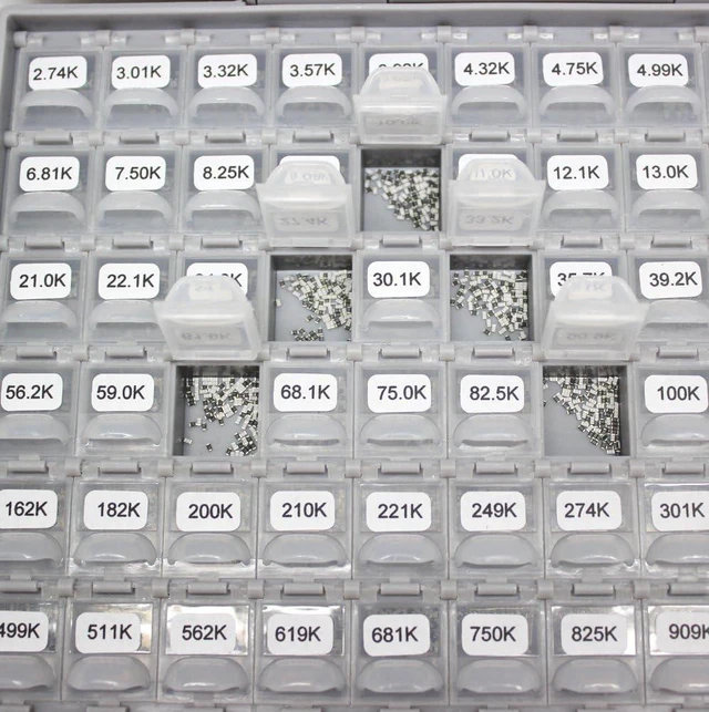 Alt view image 4 of 7 - 144-Value 0603 SMD Resistor Kit, 100pc/Value 1% E96, with Tweezers