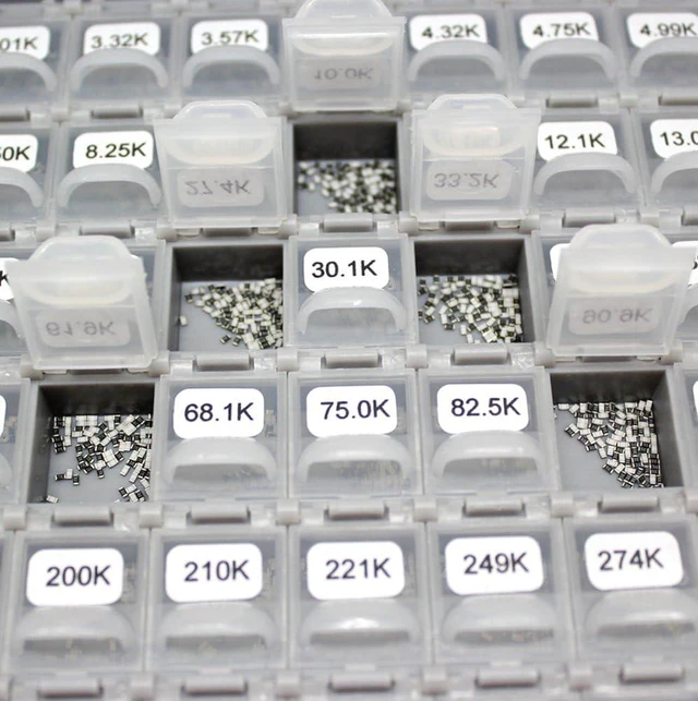 Alt view image 5 of 7 - 144-Value 0603 SMD Resistor Kit, 100pc/Value 1% E96, with Tweezers