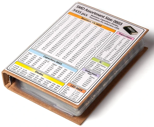 Main image of 5435-Piece SMD 0603 Resistor, Capacitor & Component Assortment Book
