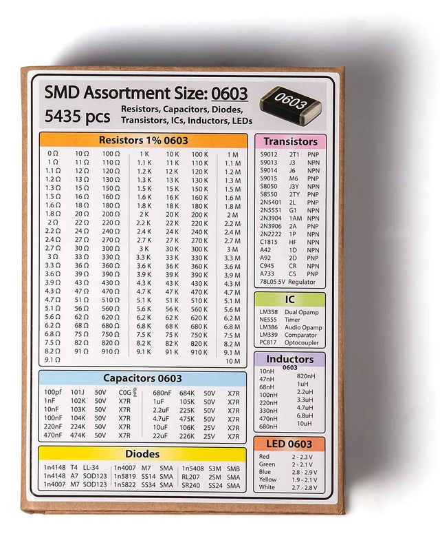 Alt view image 2 of 7 - 5435-Piece SMD 0603 Resistor, Capacitor & Component Assortment Book