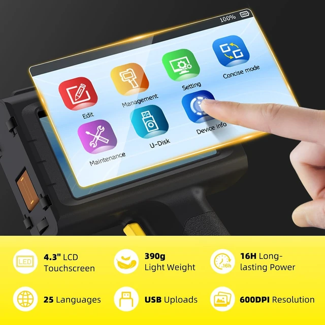 Alt view image 5 of 7 - 0.5" Nozzle Handheld Inkjet Printer Gun with 42ml Quick-Drying Ink