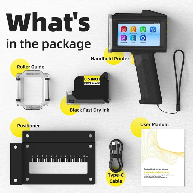 Alt view image 7 of 7 - 0.5" Nozzle Handheld Inkjet Printer Gun with 42ml Quick-Drying Ink